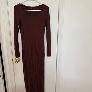 Elegant Brown Long Sleeve Dress